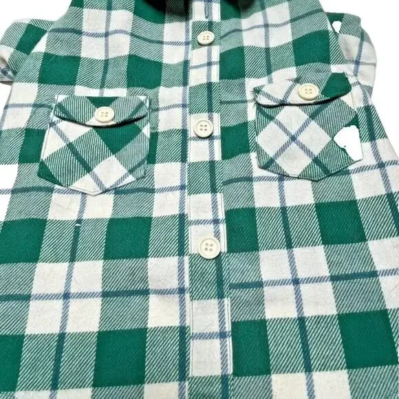 Top Paw Green and Blue Shacket Plaid Dog Shirt - XS - Picture 3 of 10